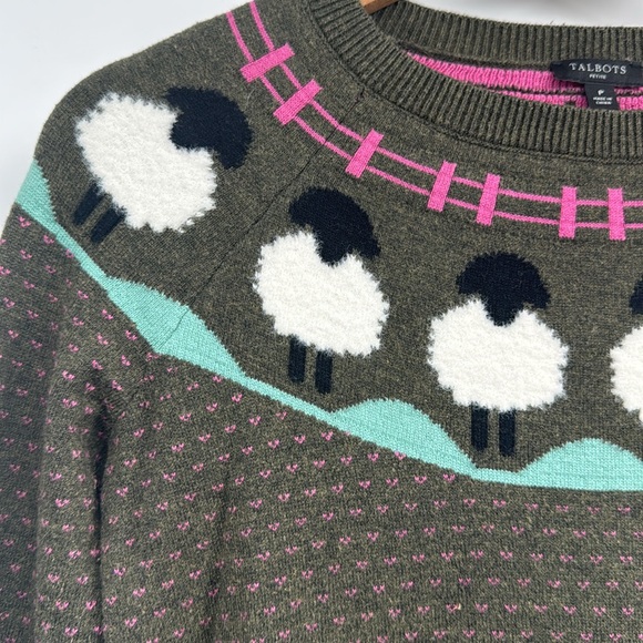 Talbots SHEEP YOKE RAGLAN CREWNECK PULLOVER Size P - Picture 4 of 9